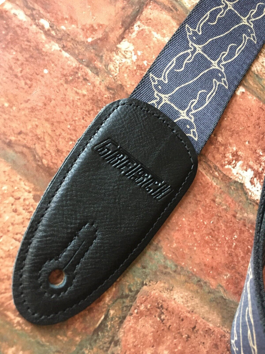 Gretsch Alternating Penguins Strap in Black & Gold, Leather Ends ...