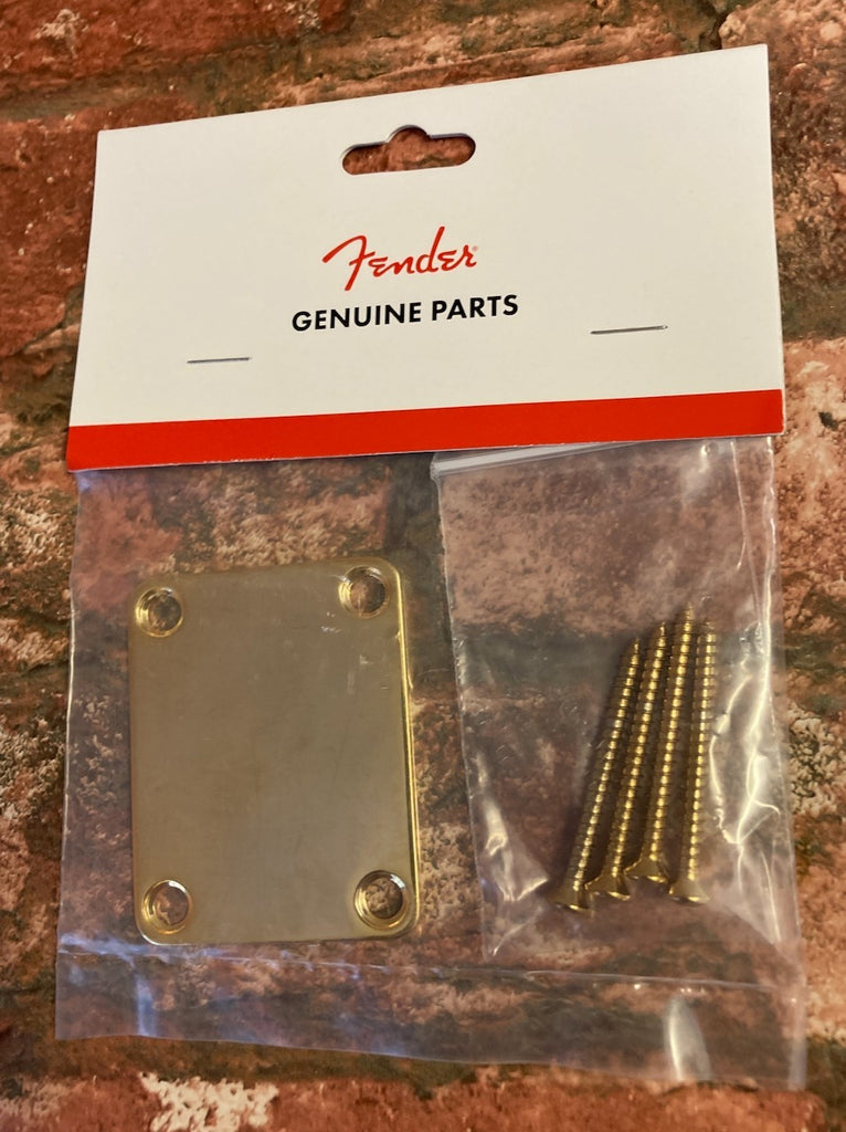 Fender Gold Neck Plate - 4-Bolt Vintage 'Plain' - For Strat, Tele, Bass etc.