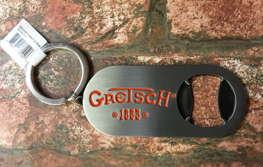 Gretsch *1883* Brushed Metal Bottle Opener Keychain Keyring, Guitar Merch Gift