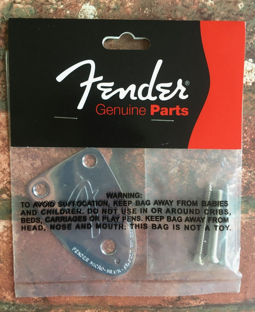 Fender 3-Bolt Neck Plate - Vintage '70s-Style Chrome Plate for Strat Tele, Bass