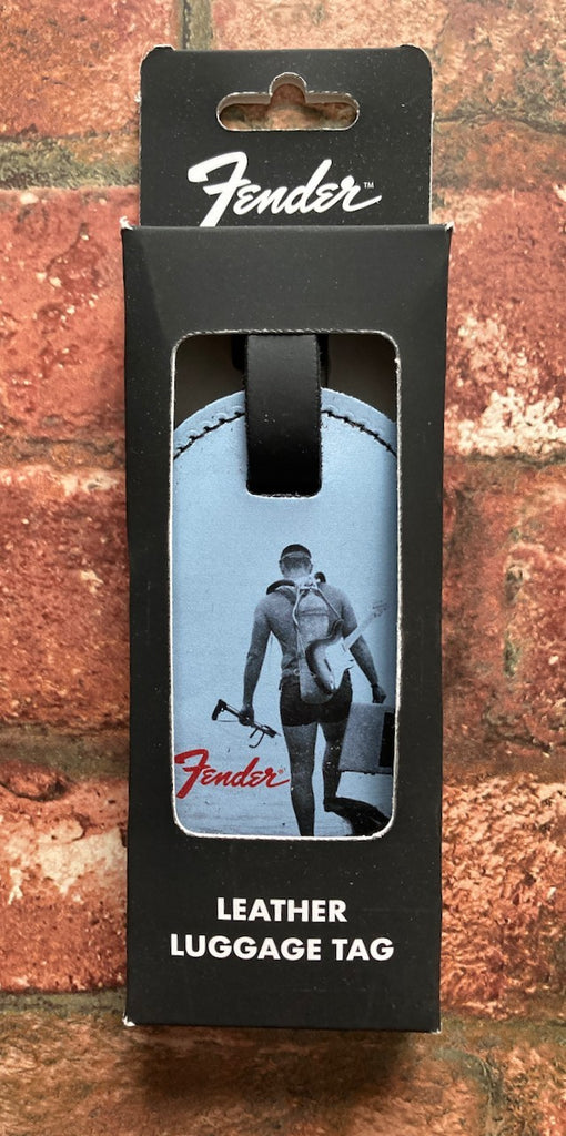 Fender Leather Luggage Tag - Scuba Diver Vintage Ad, Made in Canada Guitar Merch